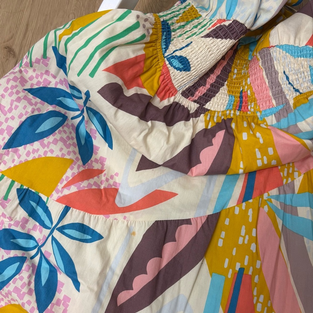 Fate Multicolor Patterned Smocked Sleeveless Midi… - image 8